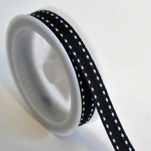 Fekete fehér szaggatott csíkos textil szalag 1 cm x 2 m